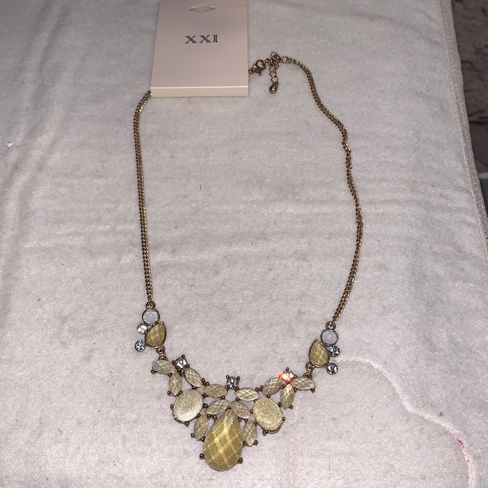 Gorgeous Yellow Lemon Drop Bib Choker with Rhinestones